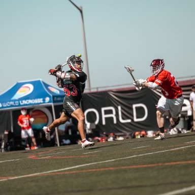 Sophomore Logan Ip in action at this summer's World Lacrosse Championships in San Diego.