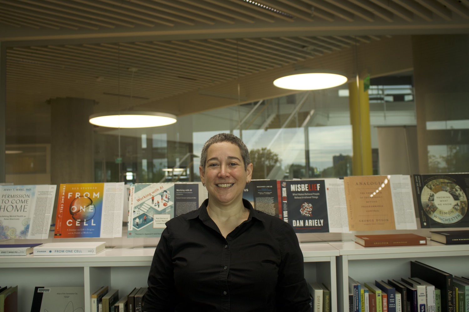 Robyn Rosenberg, the engineering librarian at the SEC library, curated the collection from scratch. “A lot of these books are written by non-white men, and we’re having a lot of international authors, women authors,” Rosenberg says.