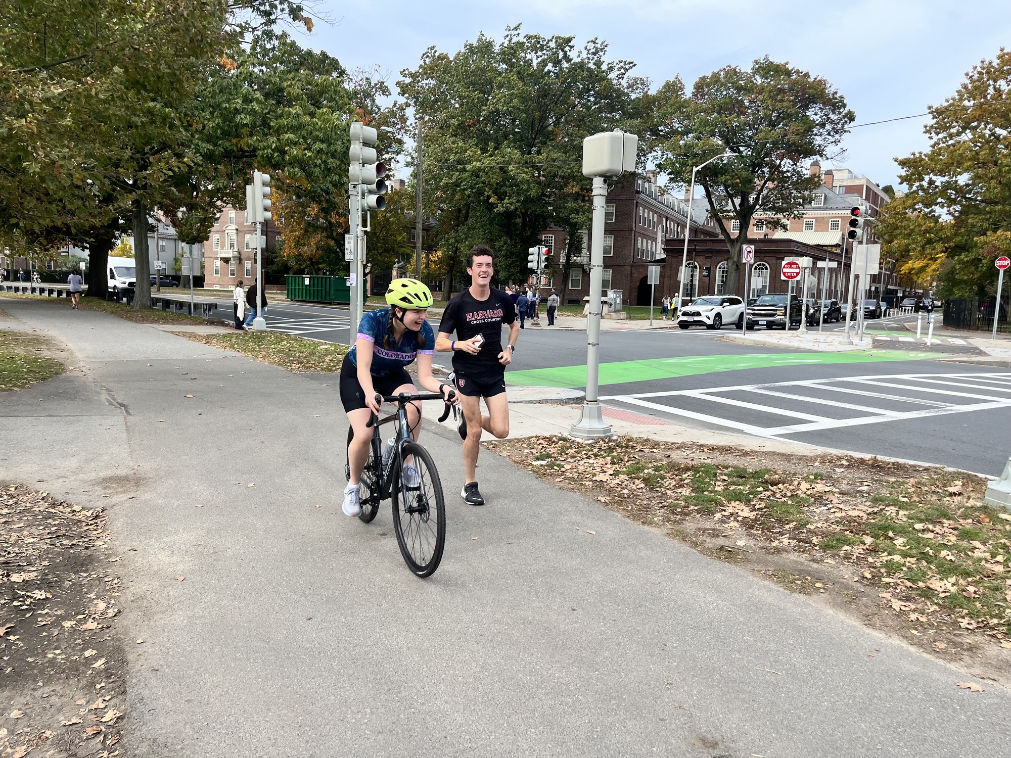 Blanks on a run with the writer biking beside him at a cool 7 minute-per-mile pace.