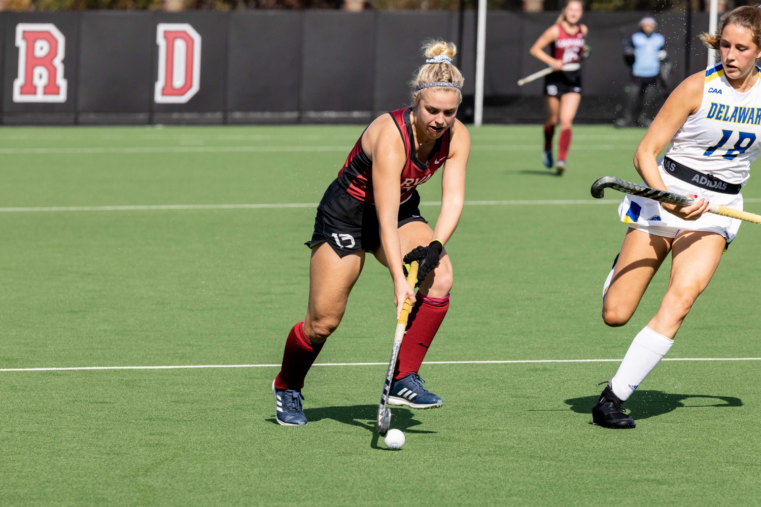 Then-sophomore midfielder Siena Horton moves the ball up the field against Delaware on October 16, 2022.